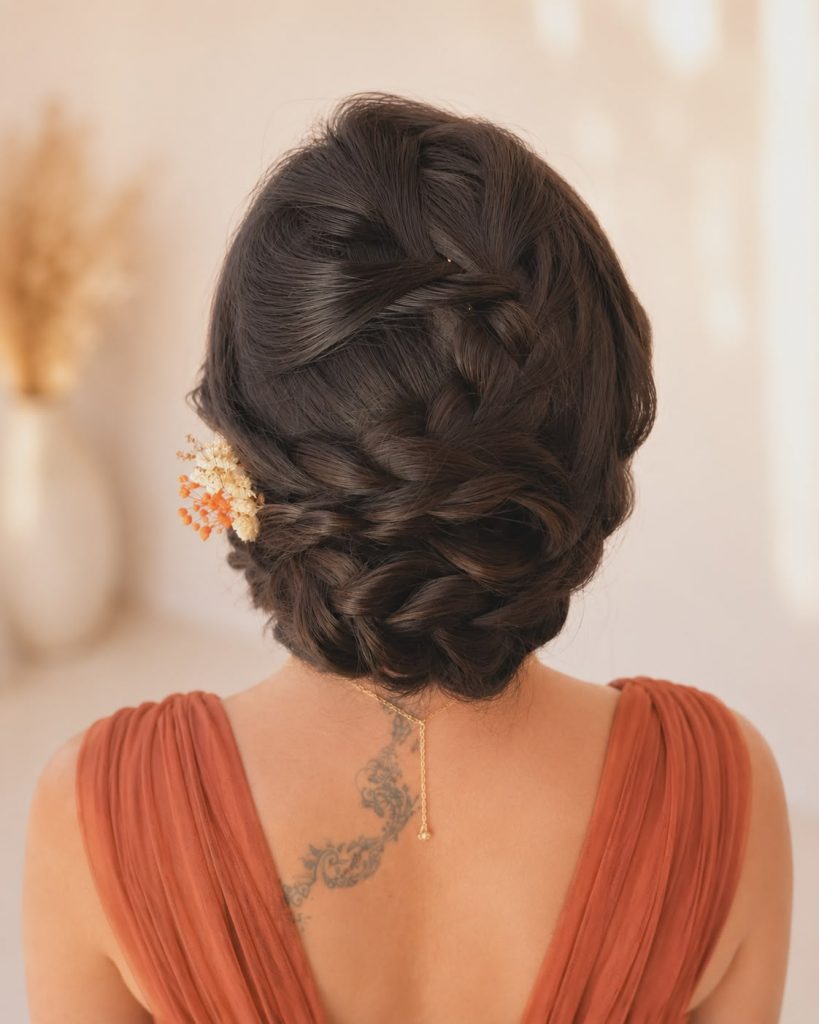 #Mariage#Wedding#Coiffure#Bridesmaid#Chignonboheme#Chignon#chignonchic#chignonromantique#tresses#nattes#brunette
